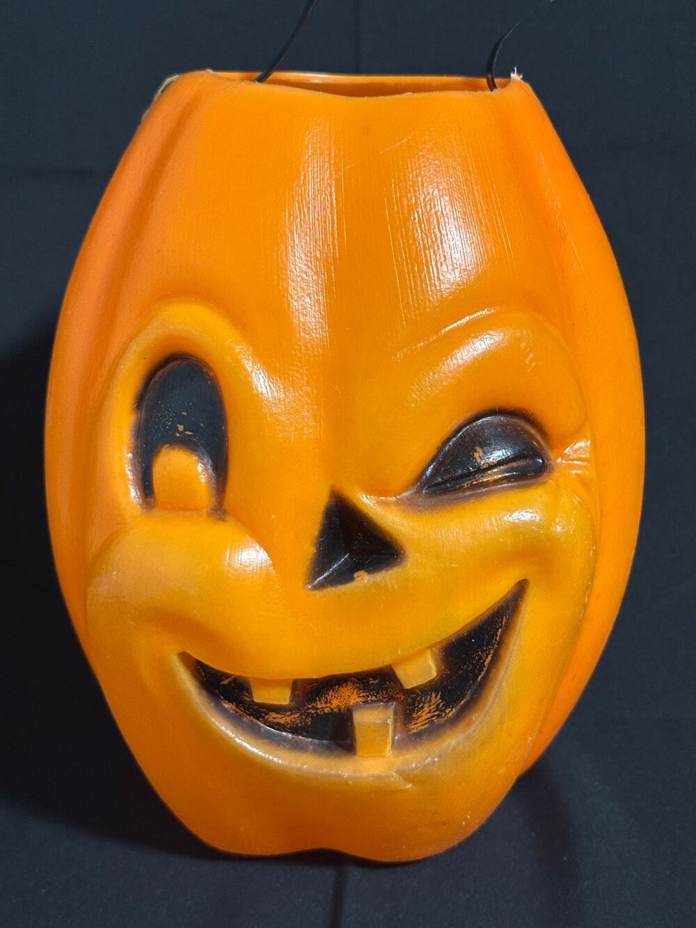 Retro Winking Jack O Lantern Pumpkin Candy Pail Halloween Trick or Treat Bucket